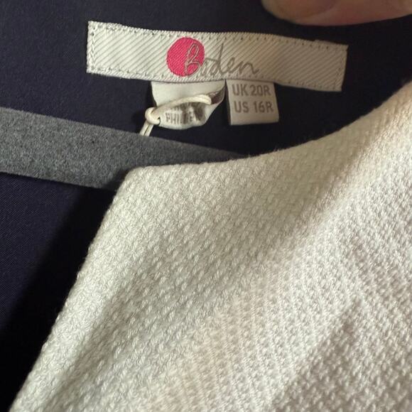 Boden Womens Dress Sz 16 Freida Textured Navy Blue Ivory Shift Fit and Flare NEW - Picture 10 of 10